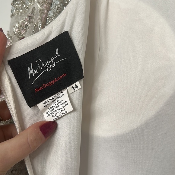 MAC DUGGAL Foliage embellished midi ivory sheath dress 14 NWT - Picture 14 of 16